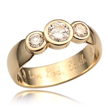 Three Stone Modern Engagement Ring